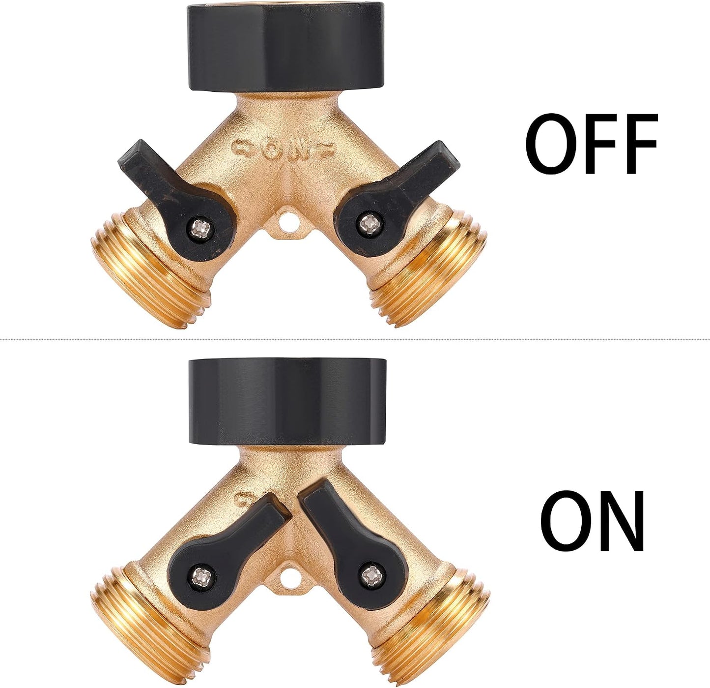 Garden Hose Splitter 2 Way Heavy Duty, Y Connector Brass Garden Hose Adapter, Hose Bib Splitter with 2 Extra Rubber Washers