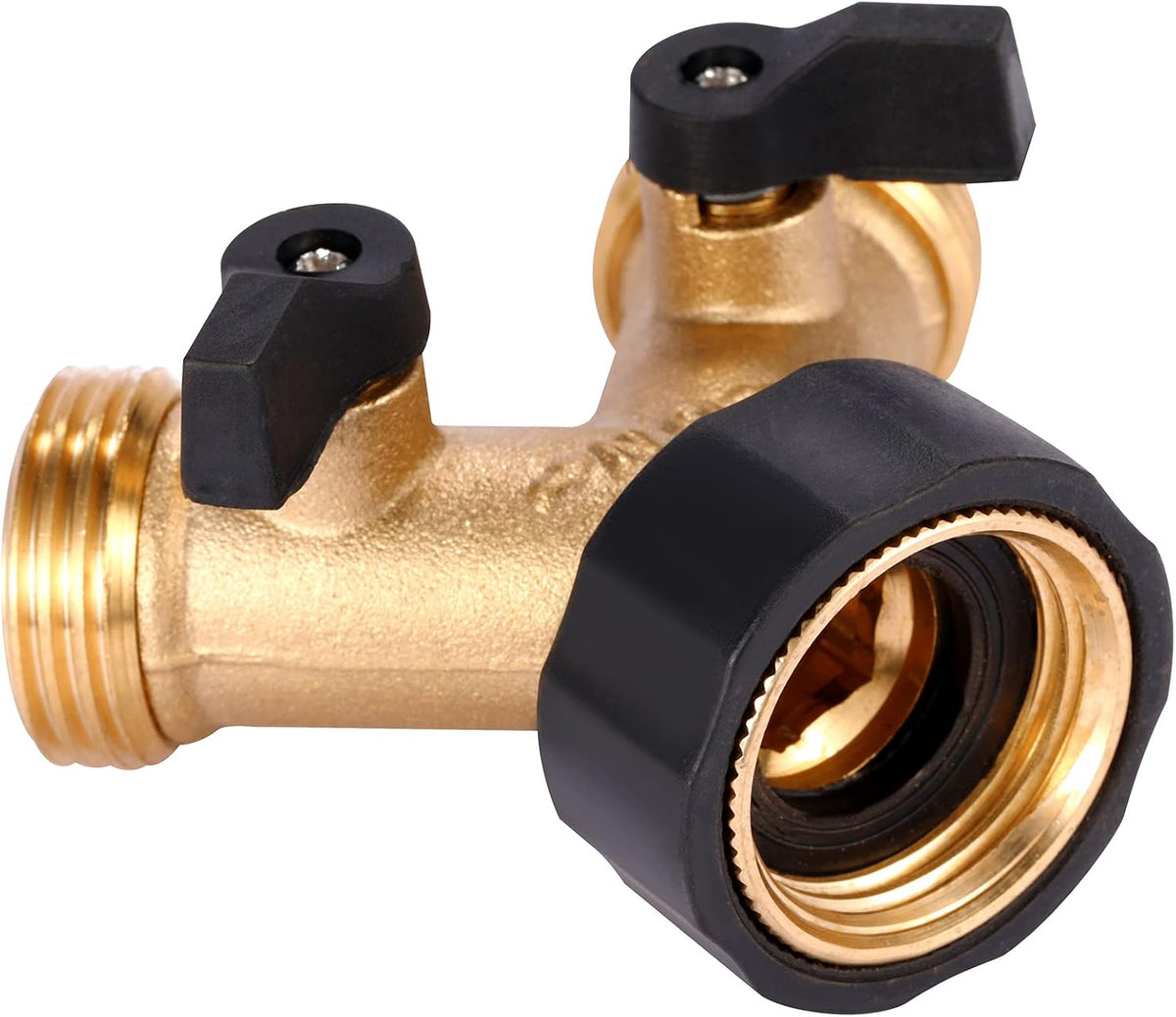 Garden Hose Splitter 2 Way Heavy Duty, Y Connector Brass Garden Hose Adapter, Hose Bib Splitter with 2 Extra Rubber Washers