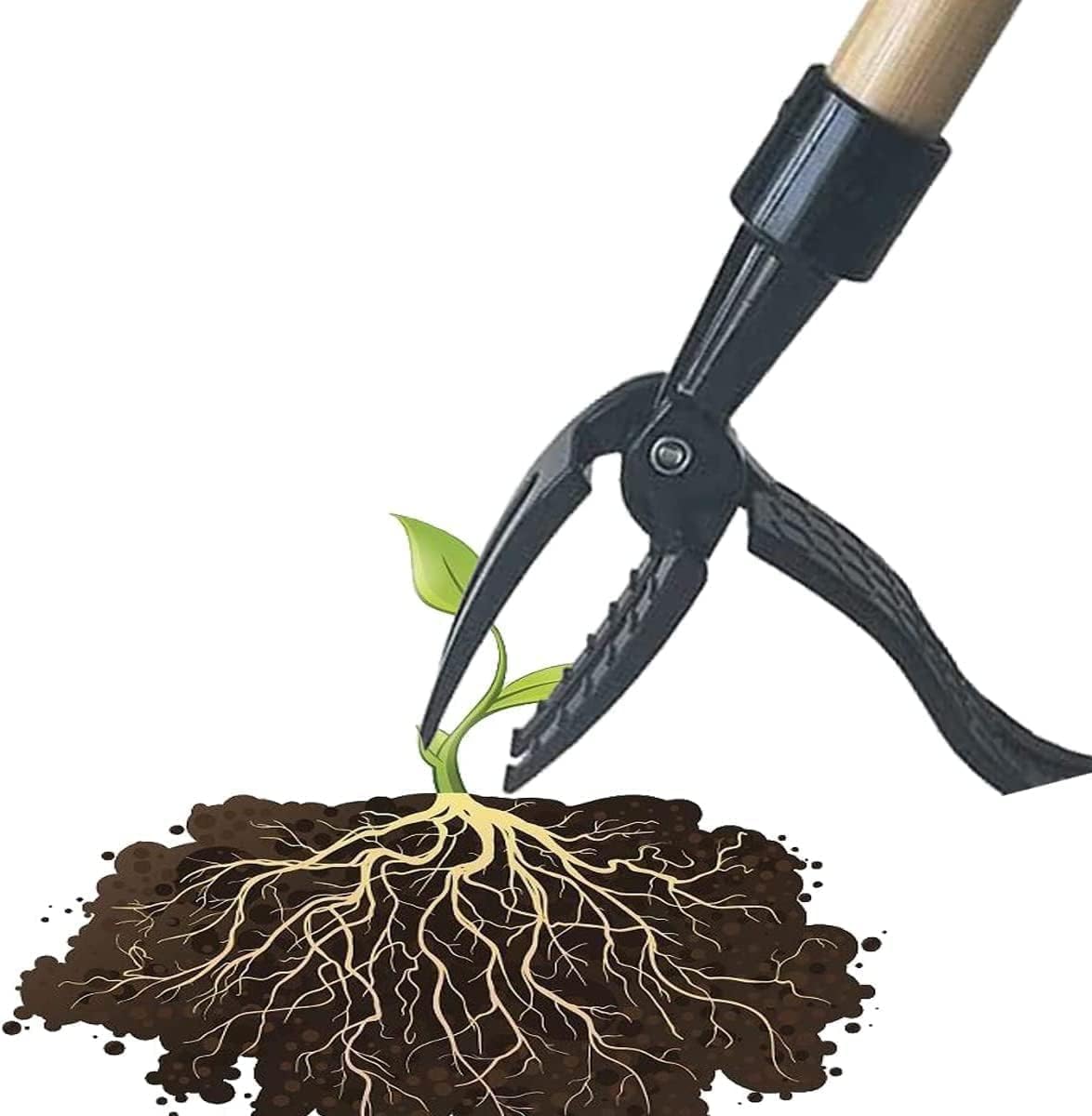 Stand-Up Weed Picker Head Replacement, Manual Weed Gripper with 4-Claw Head, No Bending/Kneeling Weeder Root Remover Tool