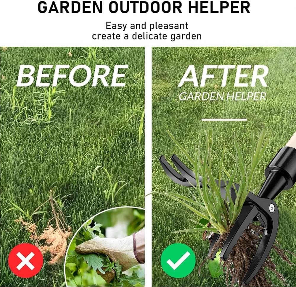 Stand-Up Weed Picker Head Replacement, Manual Weed Gripper with 4-Claw Head, No Bending/Kneeling Weeder Root Remover Tool
