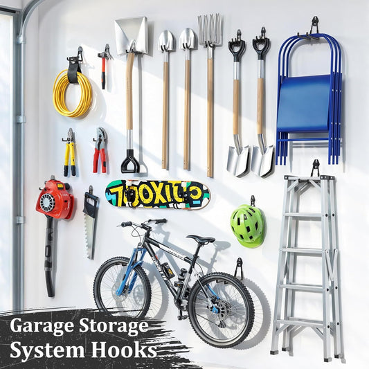 Steel Garage Hooks - 30Pack Anti-Slip Coating, Black