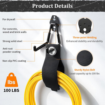 Steel Garage Hooks - 30Pack Anti-Slip Coating, Black