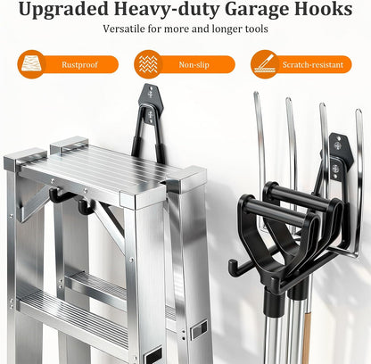 Steel Garage Hooks - 30Pack Anti-Slip Coating, Black