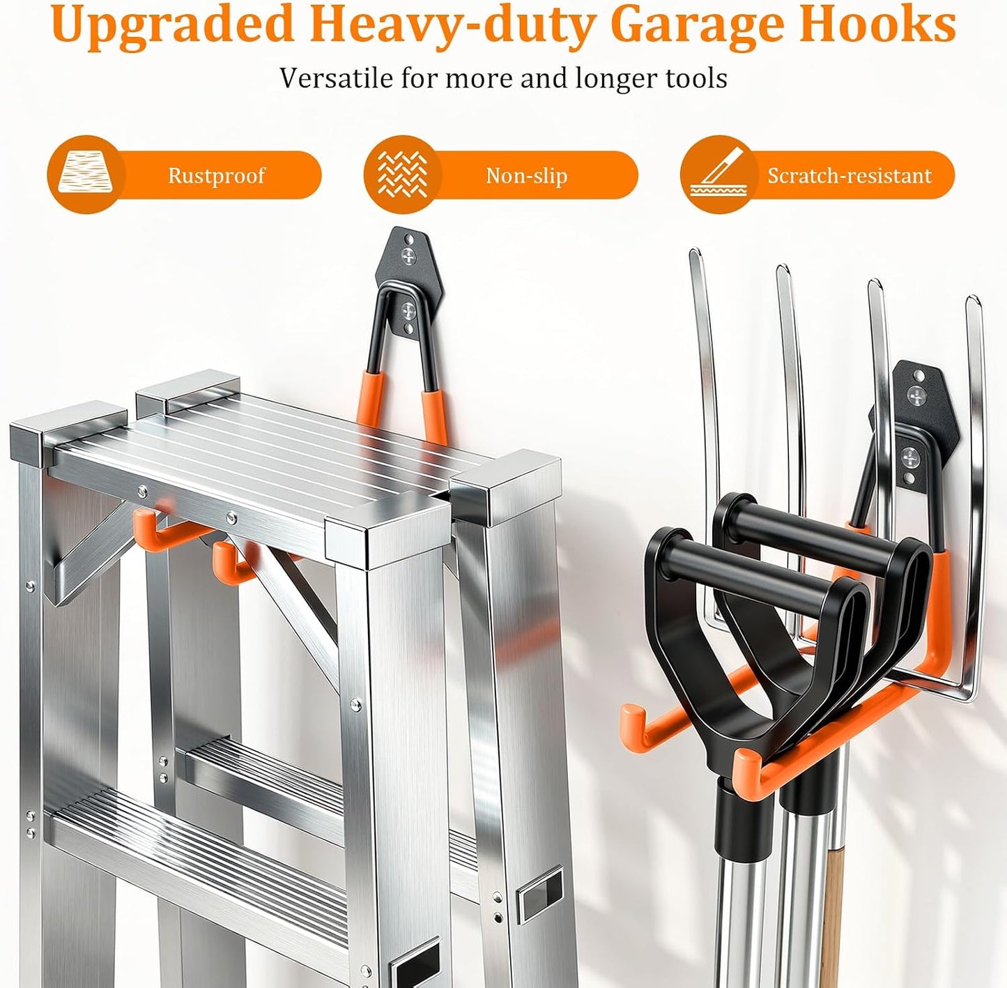 Steel Garage Hooks - 30Pack Anti-Slip Coating, Black