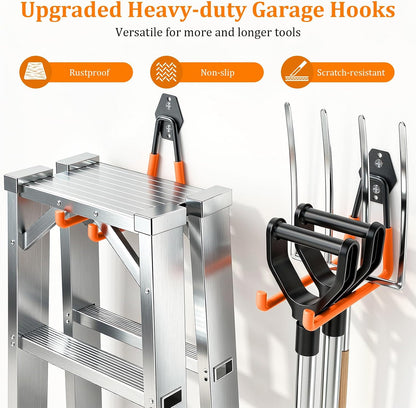 Steel Garage Hooks - 30Pack Anti-Slip Coating, Black
