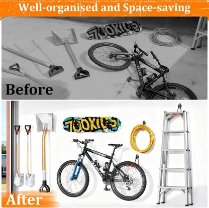Steel Garage Hooks - 30Pack Anti-Slip Coating, Black