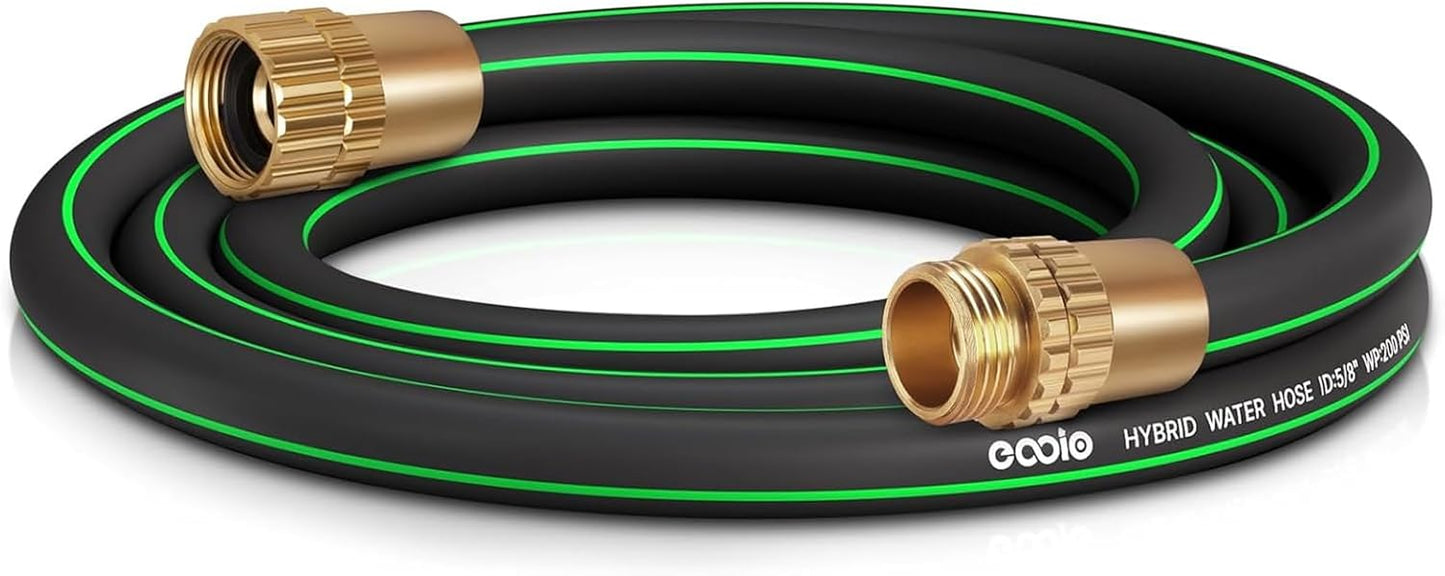 Heavy Duty Garden Hose 25ft, NON-EXPANDABLE Flexible Water Hose, Kink Resistant Lightweight Hybrid Hose, Leakproof Hose Male to Female Fittings