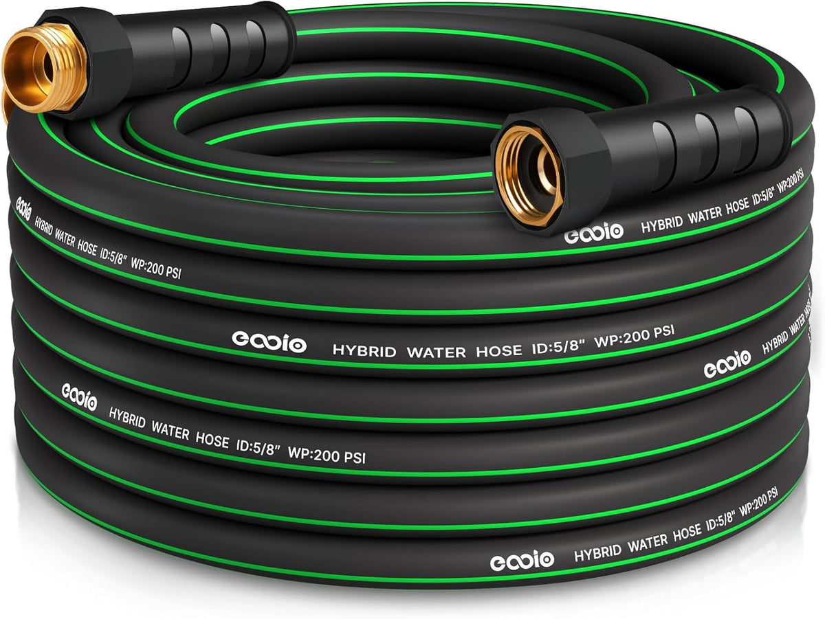 Heavy Duty Garden Hose 25ft, NON-EXPANDABLE Flexible Water Hose, Kink Resistant Lightweight Hybrid Hose, Leakproof Hose Male to Female Fittings