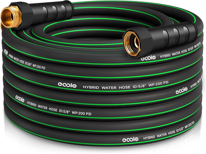 Heavy Duty Garden Hose 25ft, NON-EXPANDABLE Flexible Water Hose, Kink Resistant Lightweight Hybrid Hose, Leakproof Hose Male to Female Fittings