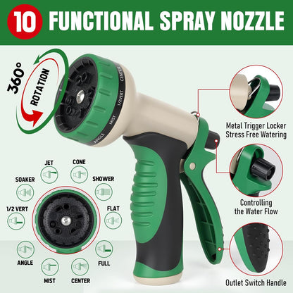 Heavy Duty Garden Hose 25ft, NON-EXPANDABLE Flexible Water Hose, Kink Resistant Lightweight Hybrid Hose, Leakproof Hose Male to Female Fittings
