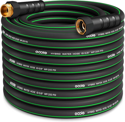 Heavy Duty Garden Hose 25ft, NON-EXPANDABLE Flexible Water Hose, Kink Resistant Lightweight Hybrid Hose, Leakproof Hose Male to Female Fittings