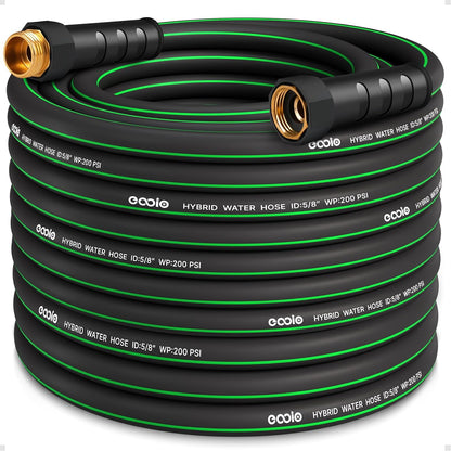 Heavy Duty Garden Hose 25ft, NON-EXPANDABLE Flexible Water Hose, Kink Resistant Lightweight Hybrid Hose, Leakproof Hose Male to Female Fittings