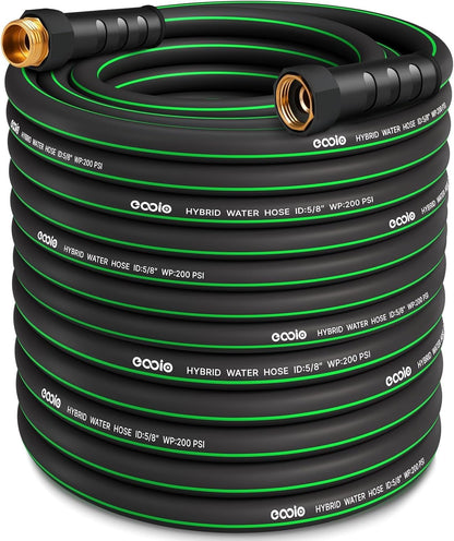 Heavy Duty Garden Hose 25ft, NON-EXPANDABLE Flexible Water Hose, Kink Resistant Lightweight Hybrid Hose, Leakproof Hose Male to Female Fittings