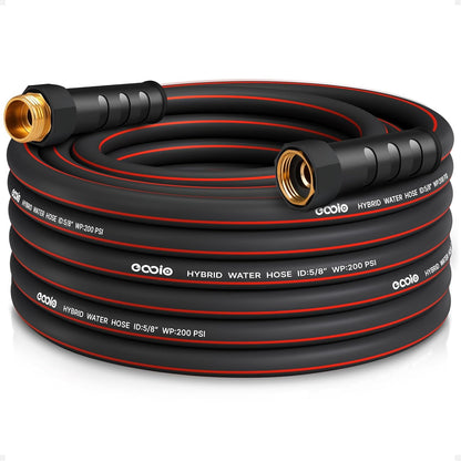 Heavy Duty Garden Hose 25ft, NON-EXPANDABLE Flexible Water Hose, Kink Resistant Lightweight Hybrid Hose, Leakproof Hose Male to Female Fittings