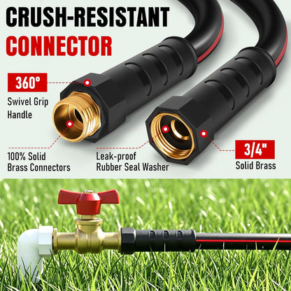 Heavy Duty Garden Hose 25ft, NON-EXPANDABLE Flexible Water Hose, Kink Resistant Lightweight Hybrid Hose, Leakproof Hose Male to Female Fittings