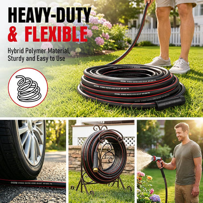 Heavy Duty Garden Hose 25ft, NON-EXPANDABLE Flexible Water Hose, Kink Resistant Lightweight Hybrid Hose, Leakproof Hose Male to Female Fittings