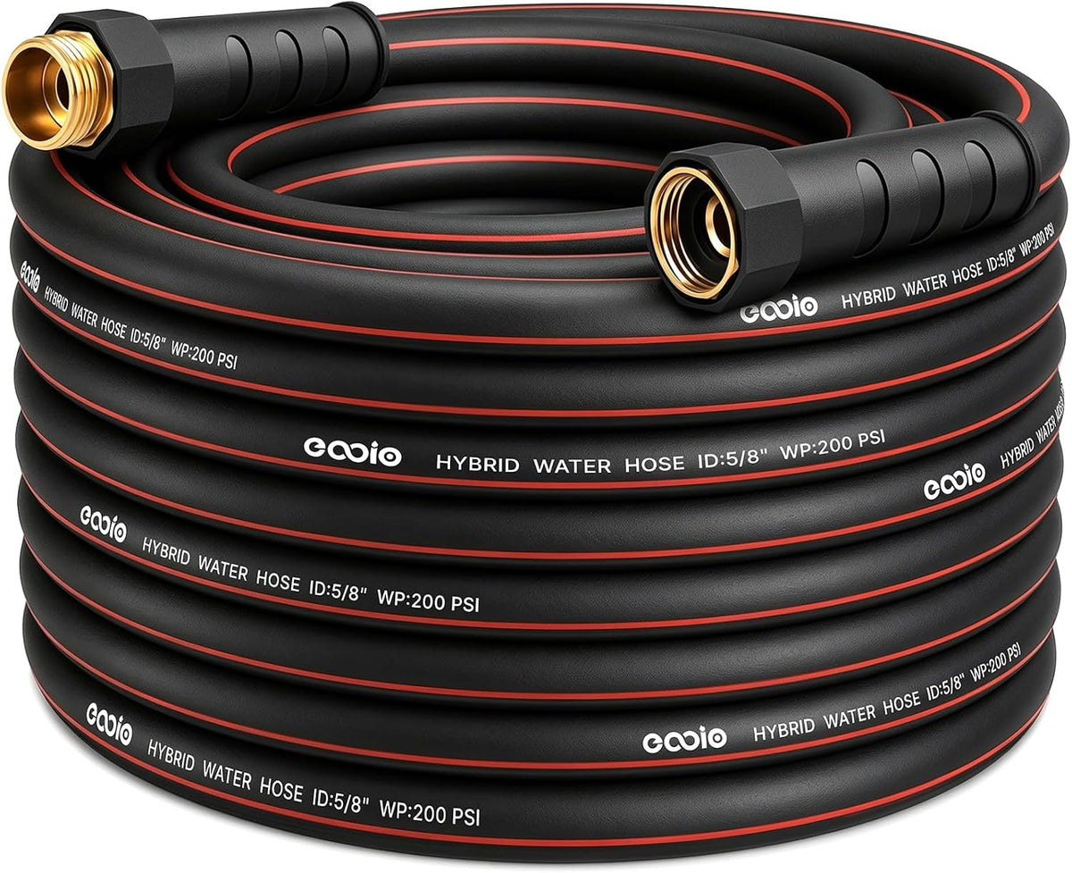 Heavy Duty Garden Hose 25ft, NON-EXPANDABLE Flexible Water Hose, Kink Resistant Lightweight Hybrid Hose, Leakproof Hose Male to Female Fittings
