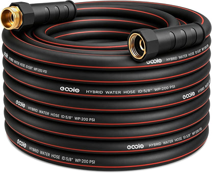 Heavy Duty Garden Hose 25ft, NON-EXPANDABLE Flexible Water Hose, Kink Resistant Lightweight Hybrid Hose, Leakproof Hose Male to Female Fittings