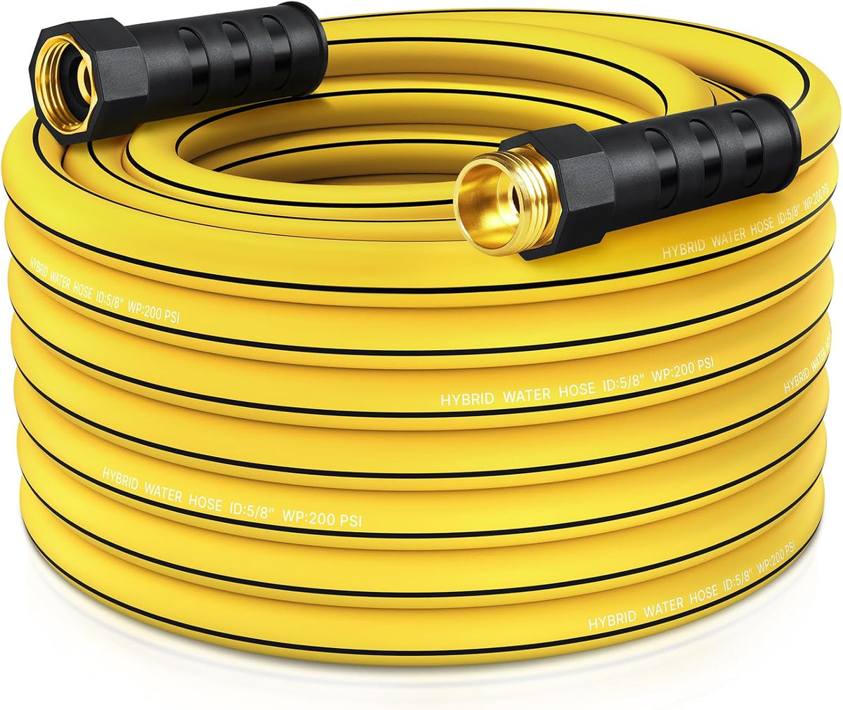 Heavy Duty Garden Hose 25ft, NON-EXPANDABLE Flexible Water Hose, Kink Resistant Lightweight Hybrid Hose, Leakproof Hose Male to Female Fittings