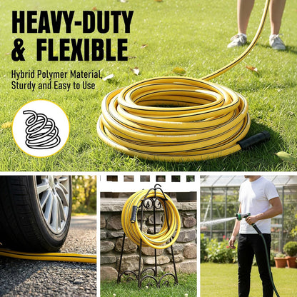 Heavy Duty Garden Hose 25ft, NON-EXPANDABLE Flexible Water Hose, Kink Resistant Lightweight Hybrid Hose, Leakproof Hose Male to Female Fittings