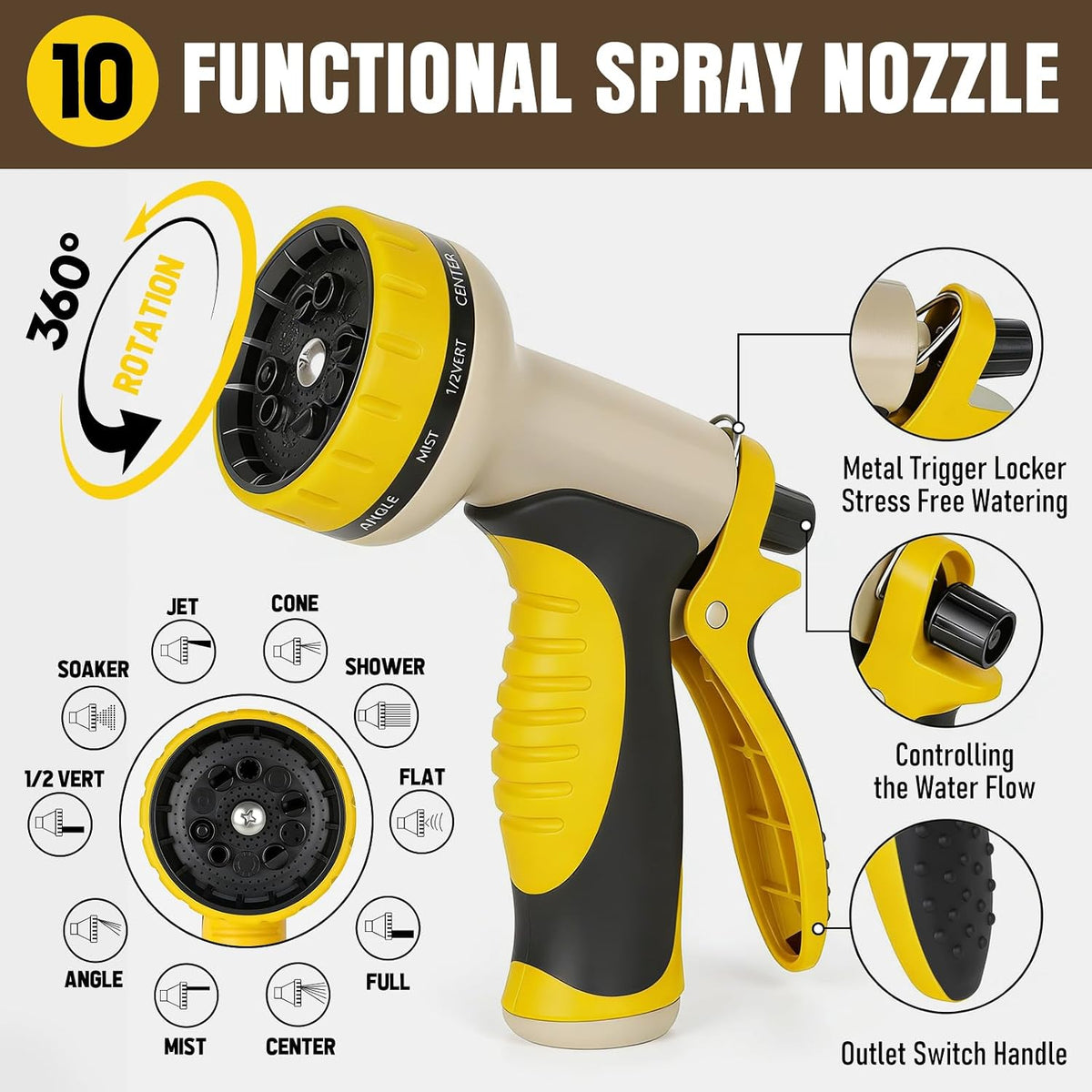 Heavy Duty Garden Hose 25ft, NON-EXPANDABLE Flexible Water Hose, Kink Resistant Lightweight Hybrid Hose, Leakproof Hose Male to Female Fittings