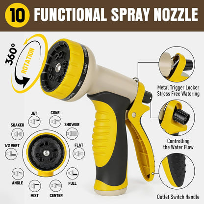 Heavy Duty Garden Hose 25ft, NON-EXPANDABLE Flexible Water Hose, Kink Resistant Lightweight Hybrid Hose, Leakproof Hose Male to Female Fittings