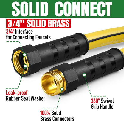 Heavy Duty Garden Hose 25ft, NON-EXPANDABLE Flexible Water Hose, Kink Resistant Lightweight Hybrid Hose, Leakproof Hose Male to Female Fittings