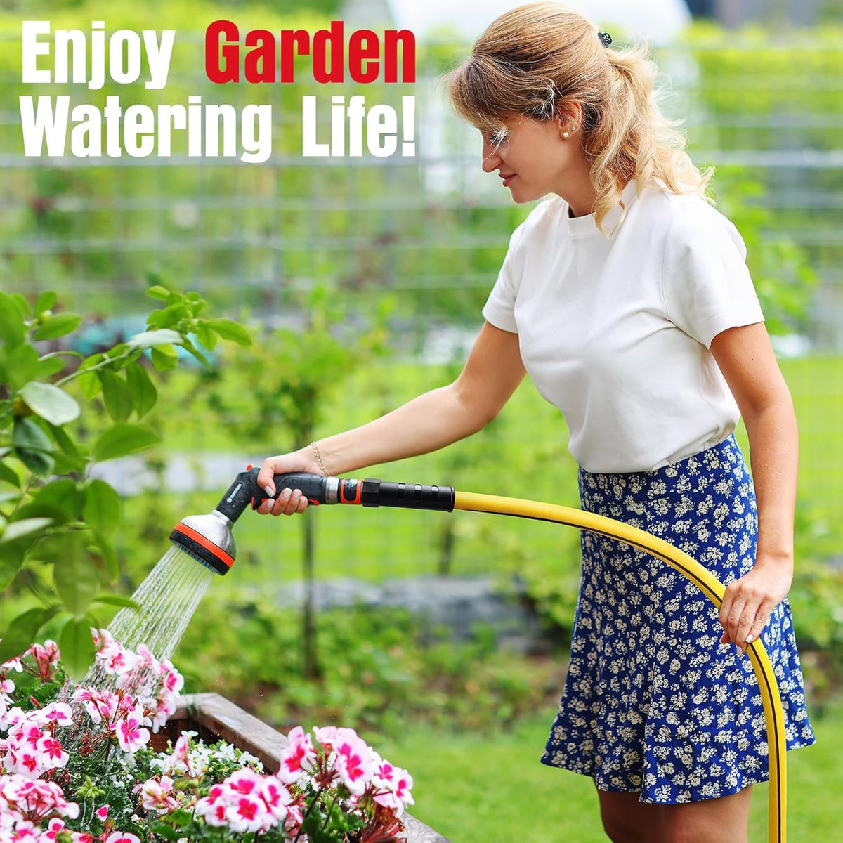 Heavy Duty Garden Hose 25ft, NON-EXPANDABLE Flexible Water Hose, Kink Resistant Lightweight Hybrid Hose, Leakproof Hose Male to Female Fittings