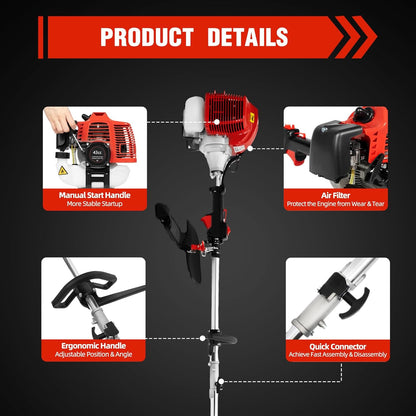 42.7cc 2 Stroke Gas Pole Saw, Gas Pole Saws for Tree Trimming, Tree Saw w/12'' Blade, Gas Powered Pole Saw, 105cm Long Reach Extension Pole, Pole Pruner for Yard, Garden