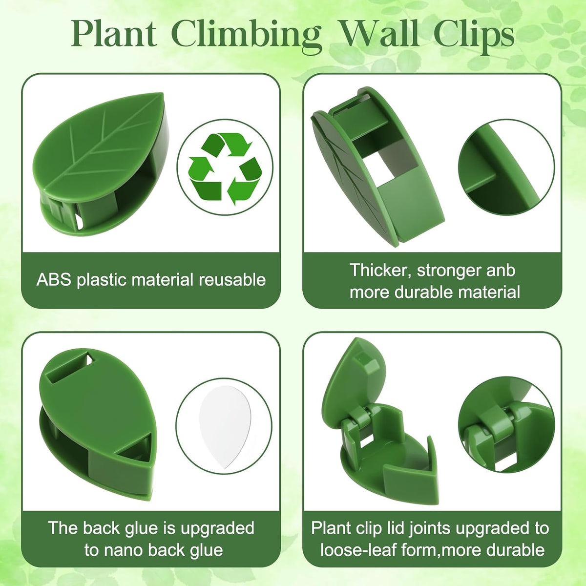 60 Pcs Plant Wall Clips, Plant Climbing Wall Fixture Clips, Wall Vines Fixing Clips with 72 Adhesive Stickers, Self-Adhesive Plant Fixer for Vine Support and Indoor Outdoor Decoration