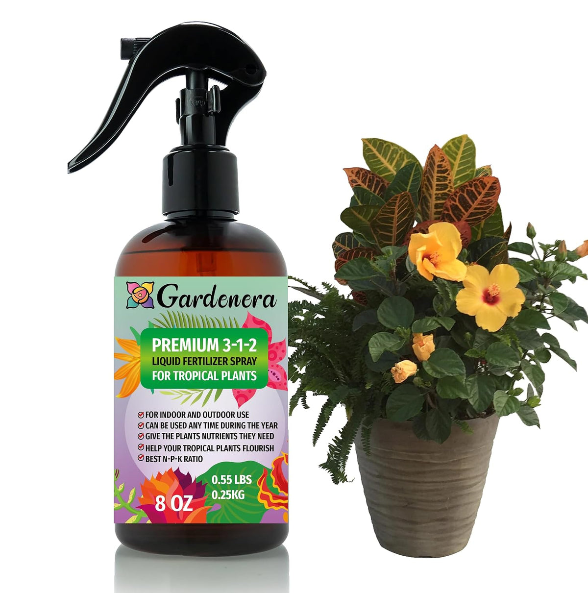 Professional Bonsai Spray Fertilizer Mist for Home Gardening | 3-1-2 Gentle Blend Mist for Healthy Leaves & Growth | Essential Nutrients for Bonsai - 8oz