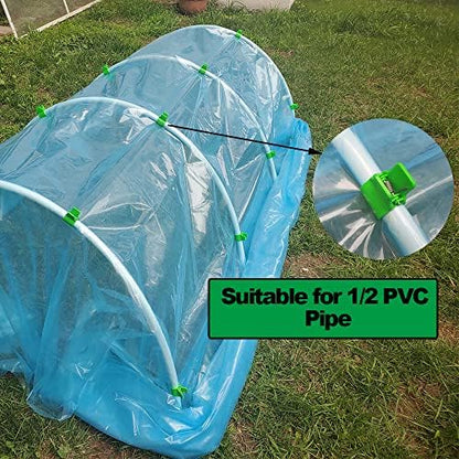 Greenhouse Clamps for 1/2 Inch PVC Pipe, Greenhouse Hoops,Support Frame, Grow Tunnel,Plant Support Garden Stakes.For Fixing Plant Cover, Garden Plastic Sheeting, Film Row Cover, Net.