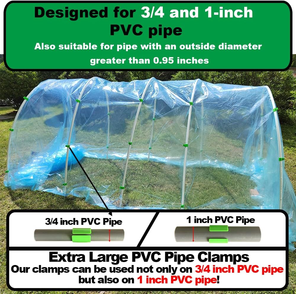 Greenhouse Clamps for 1/2 Inch PVC Pipe, Greenhouse Hoops,Support Frame, Grow Tunnel,Plant Support Garden Stakes.For Fixing Plant Cover, Garden Plastic Sheeting, Film Row Cover, Net.