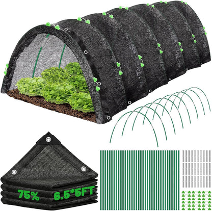 6.5 X 5FT 75% Garden Shade Cloth with Hoops, Plant Shade Cloth Garden