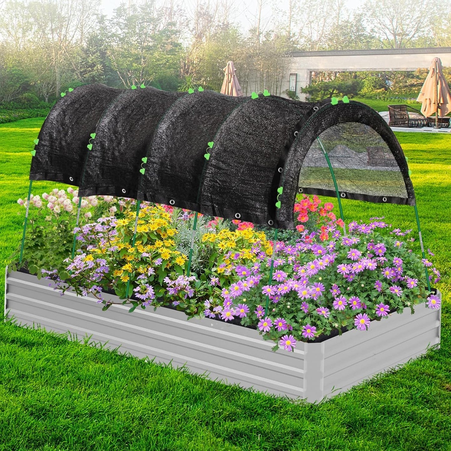 6.5 X 5FT 75% Garden Shade Cloth with Hoops, Plant Shade Cloth Garden