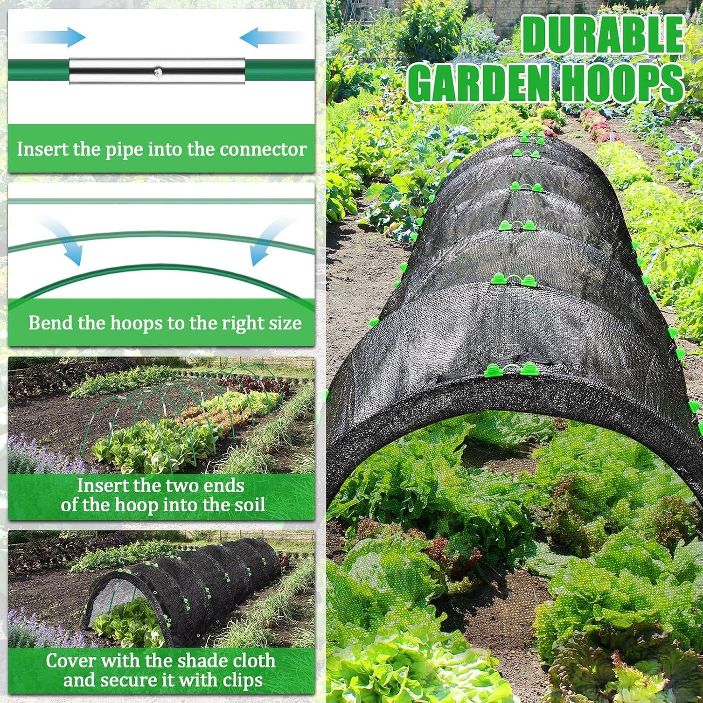 6.5 X 5FT 75% Garden Shade Cloth with Hoops, Plant Shade Cloth Garden