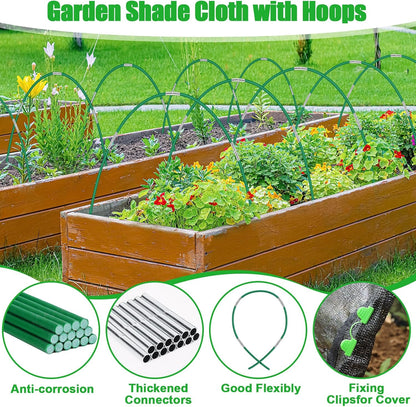 6.5 X 5FT 75% Garden Shade Cloth with Hoops, Plant Shade Cloth Garden