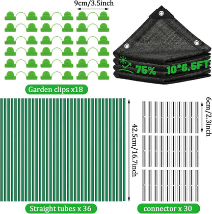 6.5 X 5FT 75% Garden Shade Cloth with Hoops, Plant Shade Cloth Garden