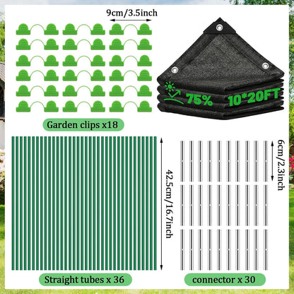 6.5 X 5FT 75% Garden Shade Cloth with Hoops, Plant Shade Cloth Garden