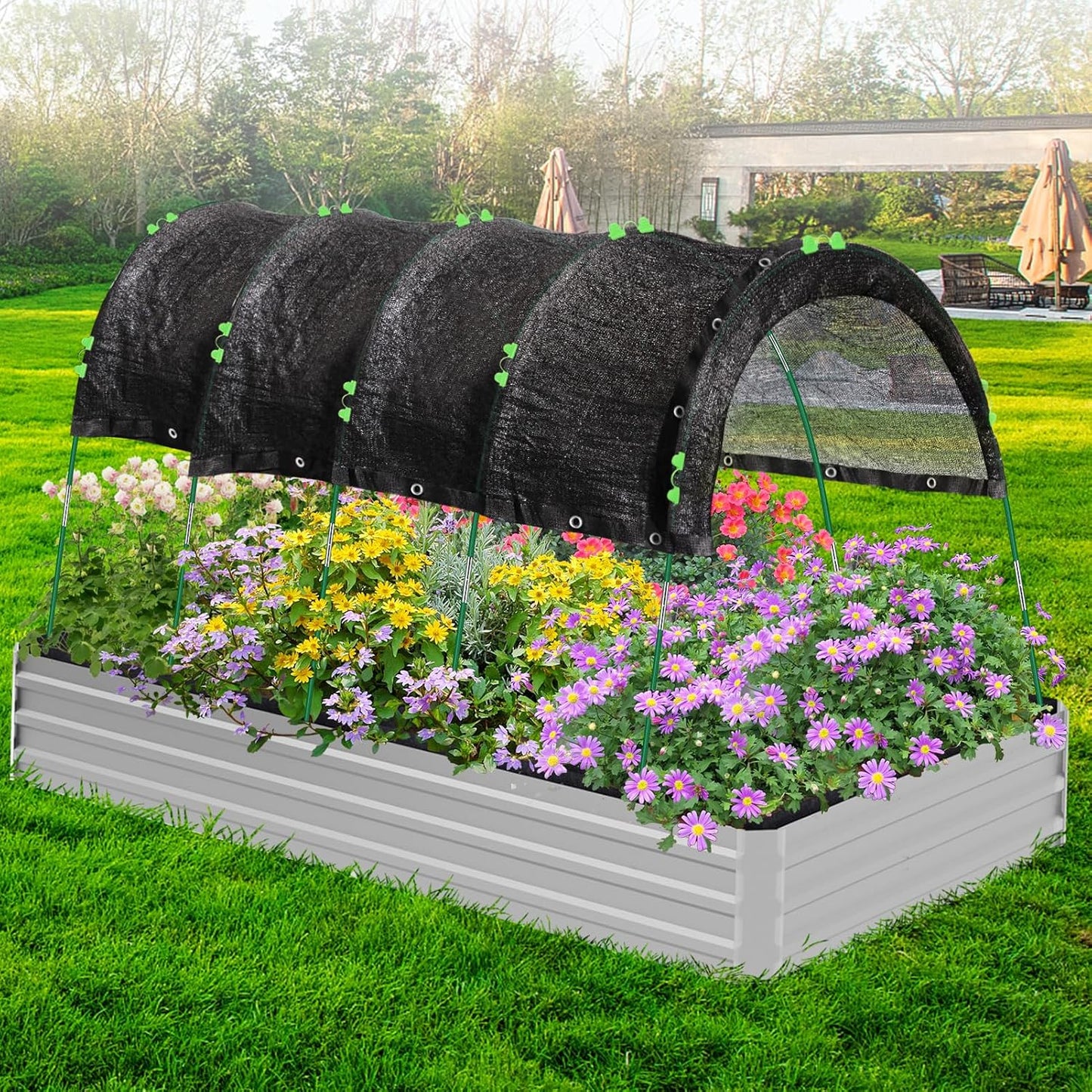 6.5 X 5FT 75% Garden Shade Cloth with Hoops, Plant Shade Cloth Garden