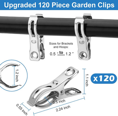 40 PCS Garden Clips, Heavy Duty Stainless Steel Greenhouse Clamps, Greenhouse Clips for Netting, Have a Strong Grip to Hold Down The Shade Cloth or Plant Cover on Garden Hoops or Greenhouse Hoops