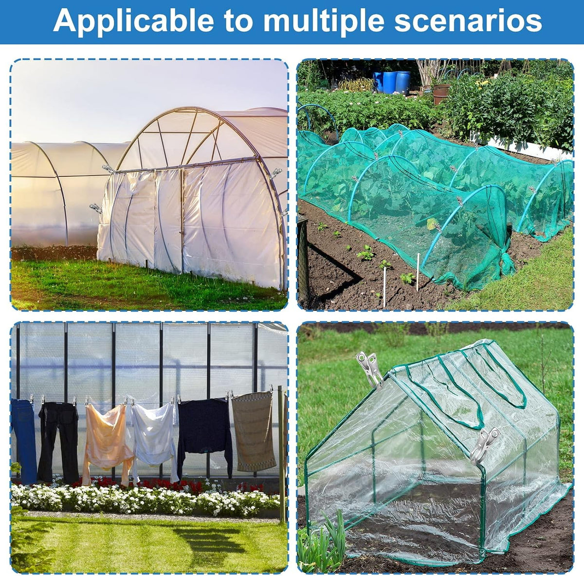 40 PCS Garden Clips, Heavy Duty Stainless Steel Greenhouse Clamps, Greenhouse Clips for Netting, Have a Strong Grip to Hold Down The Shade Cloth or Plant Cover on Garden Hoops or Greenhouse Hoops