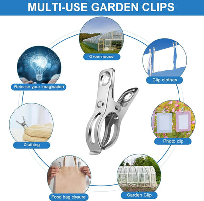 40 PCS Garden Clips, Heavy Duty Stainless Steel Greenhouse Clamps, Greenhouse Clips for Netting, Have a Strong Grip to Hold Down The Shade Cloth or Plant Cover on Garden Hoops or Greenhouse Hoops