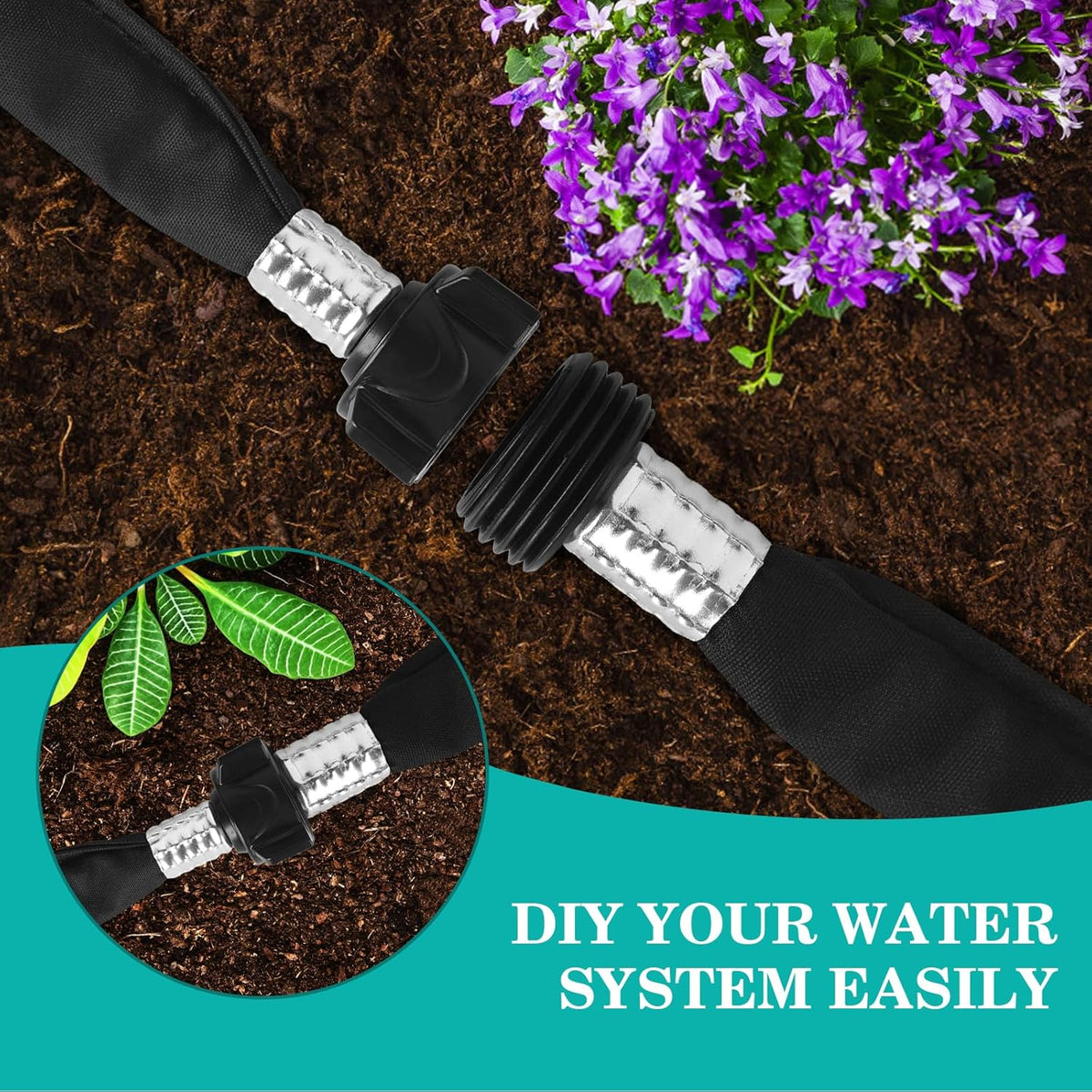 Flat Soaker Hose 10FT for Garden Beds Drip Hose Heavy Duty Save 80% Water for Vegetable Tree (10FT)
