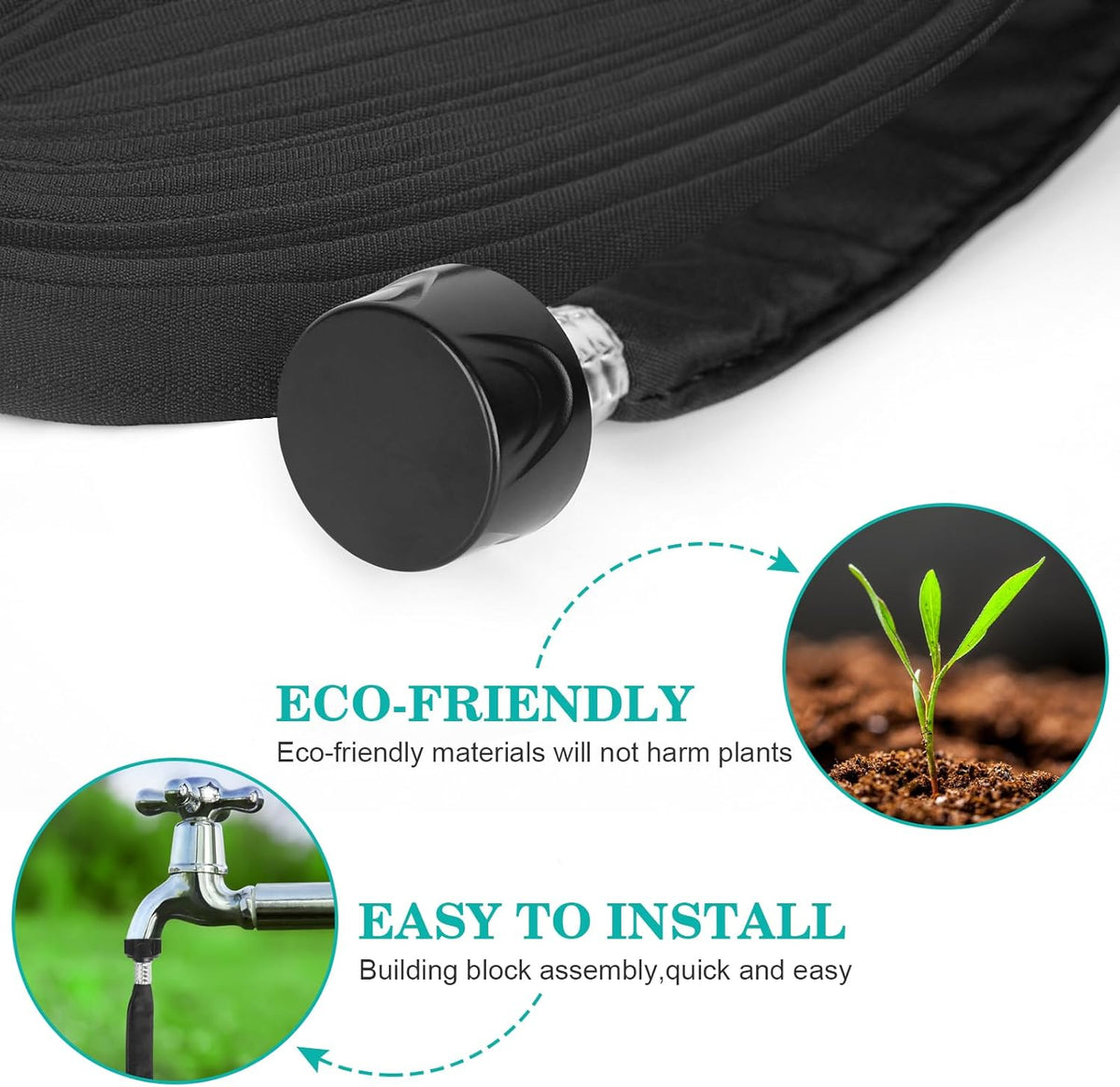 Flat Soaker Hose 10FT for Garden Beds Drip Hose Heavy Duty Save 80% Water for Vegetable Tree (10FT)