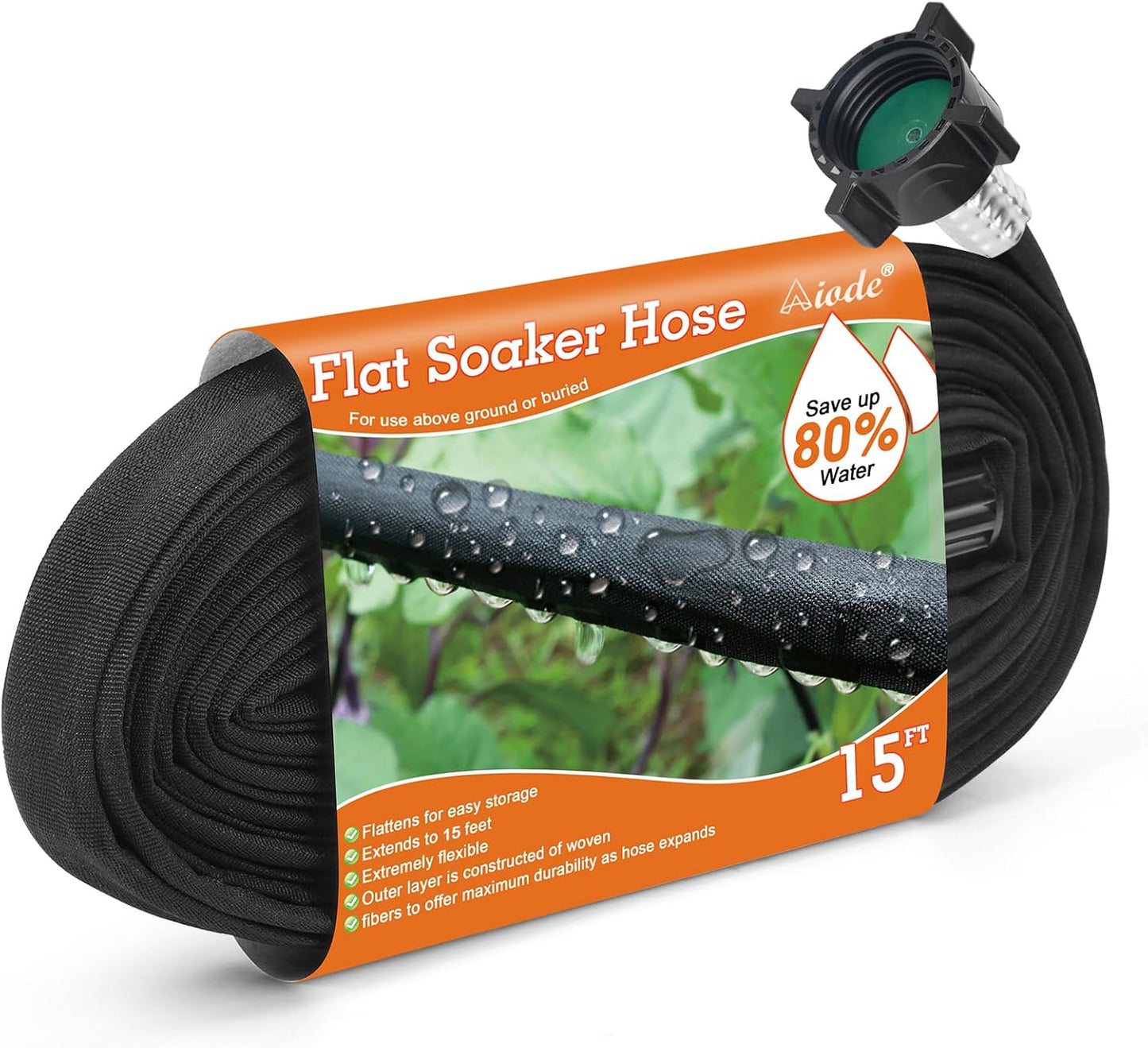 Flat Soaker Hose 10FT for Garden Beds Drip Hose Heavy Duty Save 80% Water for Vegetable Tree (10FT)