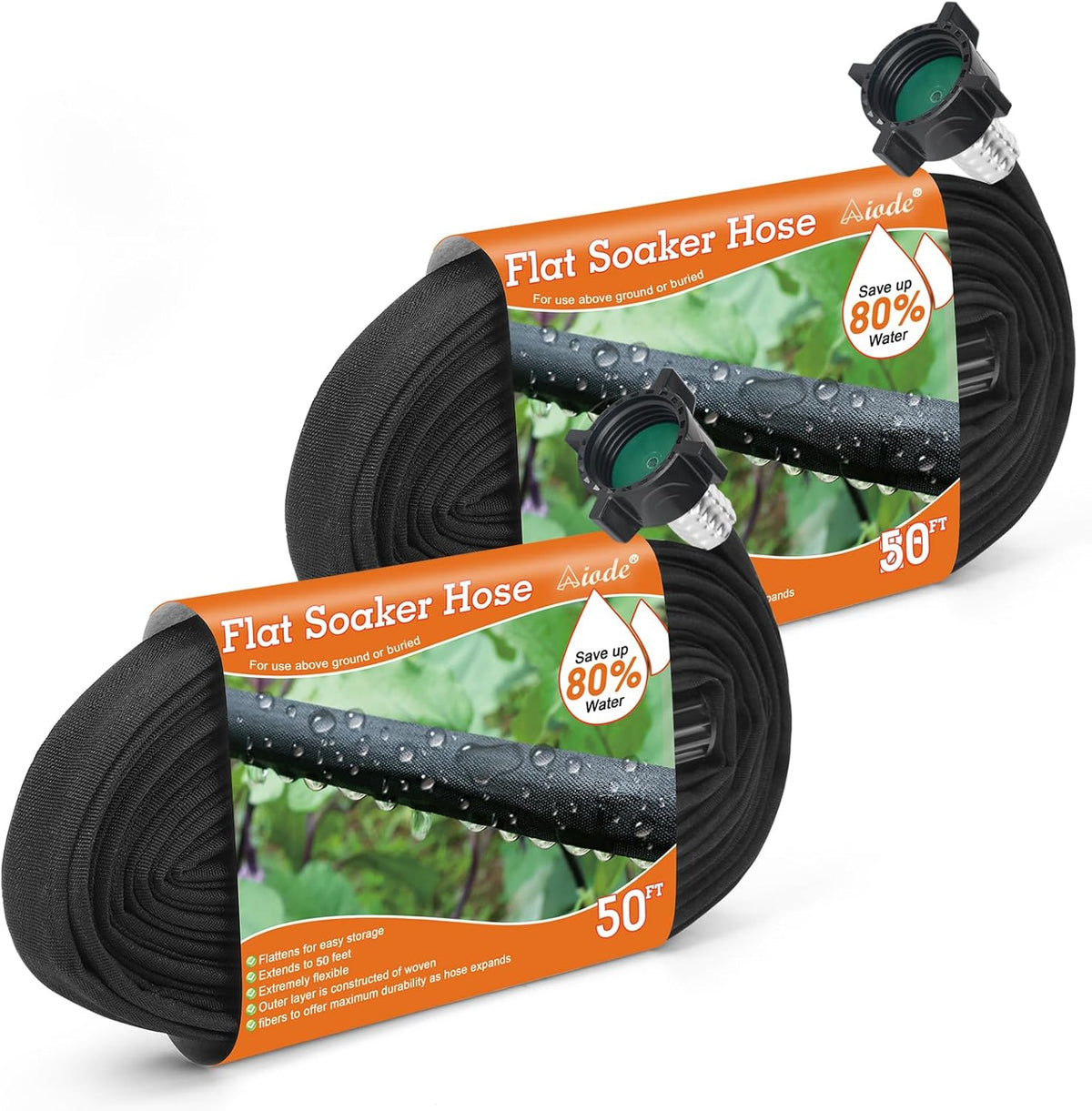Flat Soaker Hose 10FT for Garden Beds Drip Hose Heavy Duty Save 80% Water for Vegetable Tree (10FT)