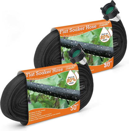 Flat Soaker Hose 10FT for Garden Beds Drip Hose Heavy Duty Save 80% Water for Vegetable Tree (10FT)
