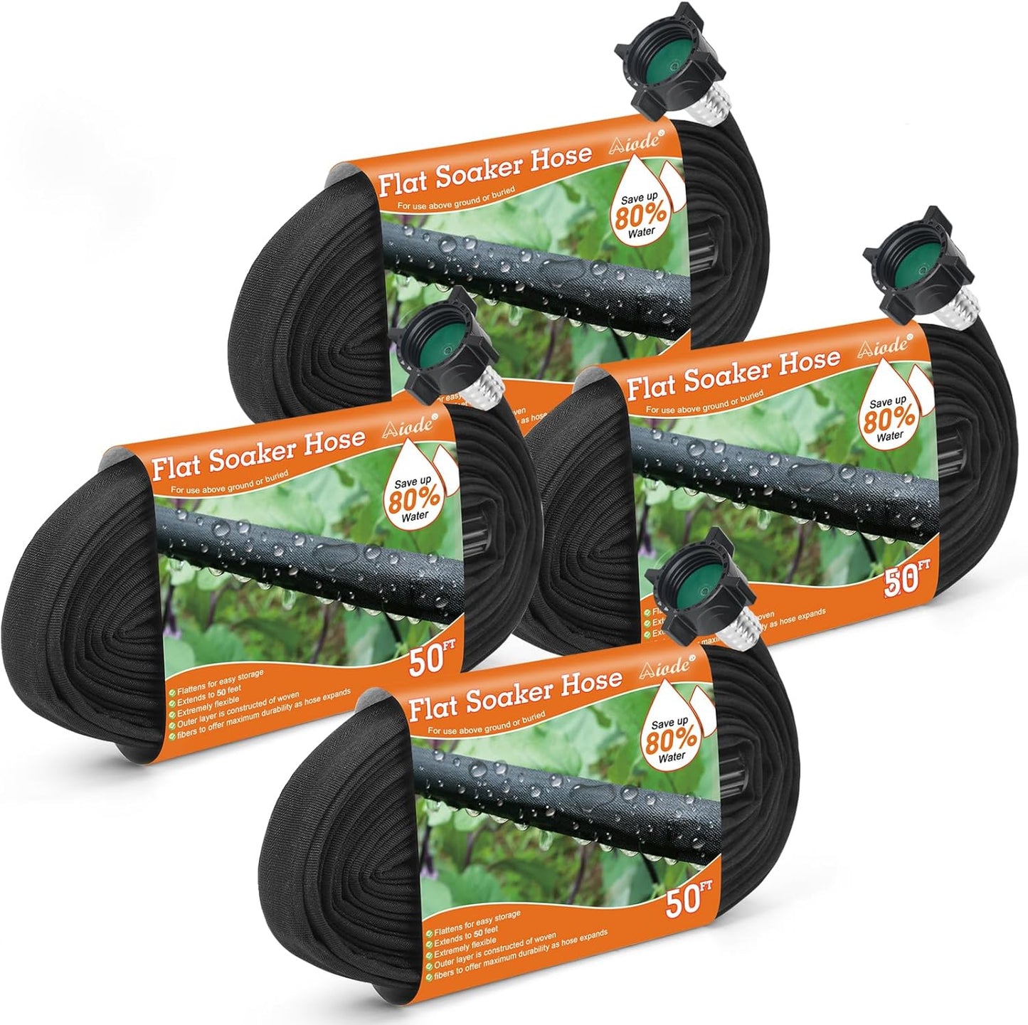 Flat Soaker Hose 10FT for Garden Beds Drip Hose Heavy Duty Save 80% Water for Vegetable Tree (10FT)