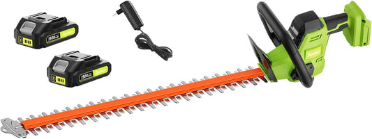 20V Max Hedge Trimmer Cordless, 22 Inch Tree Trimmer with 2 Batteries and Charger, Handheld Electric Trimmers, Grass Shrub Pruning Cutter, Lightweight & Compact Hedge Shear for Garden, Lawn